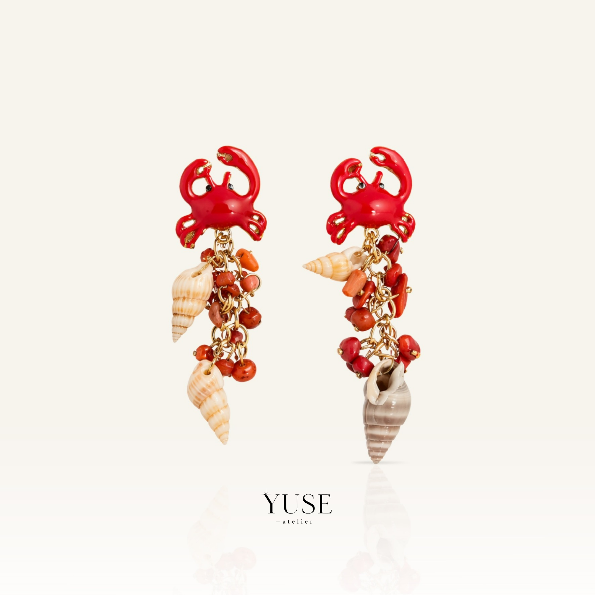 Coral Crab Charm Küpe