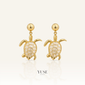 Ocean Turtle Pearl Gold Küpe