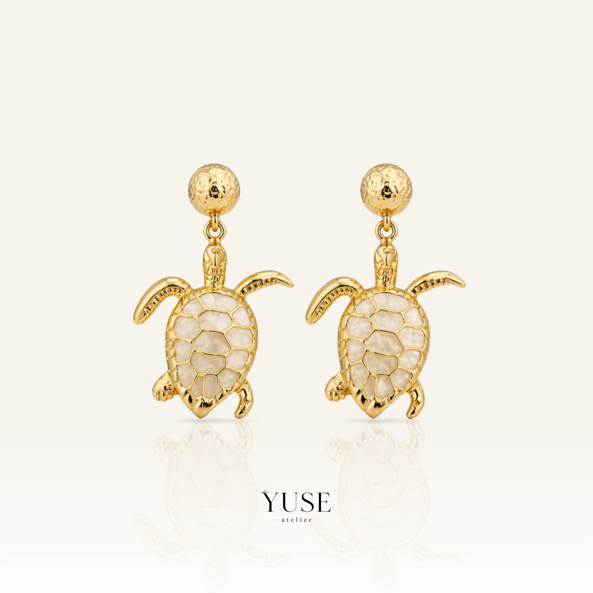 Ocean Turtle Pearl Gold Küpe
