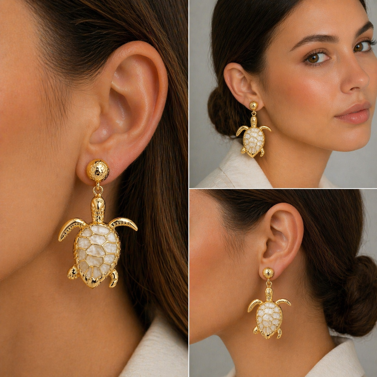 Ocean Turtle Pearl Gold Küpe