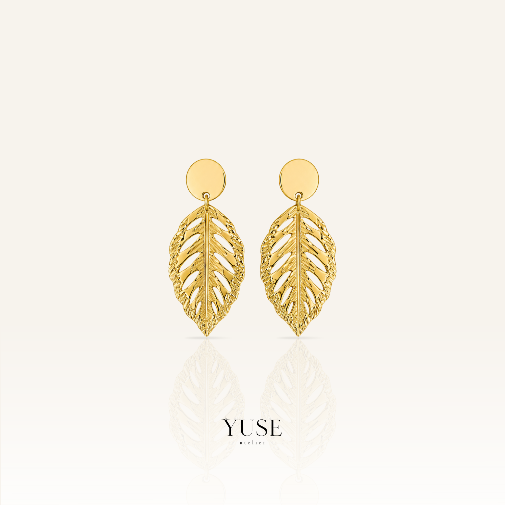 Golden Monstera Leaf Küpe