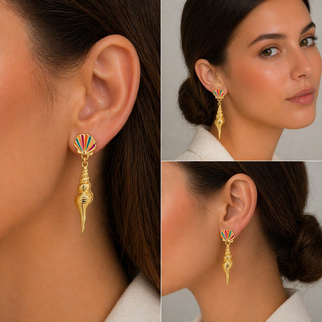 Sunset Shell Drop Gold Küpe